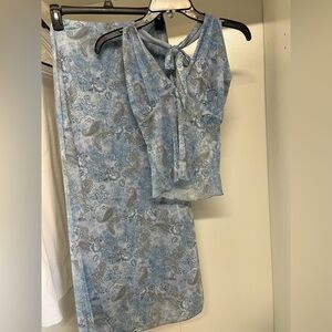 Elegant Blue Paisley Skirt